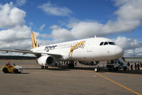 On the apron at Canberra Airport, Tiger Airways A320 VH-VNB