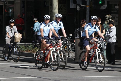 Victoria Police bicycle squad on patrol