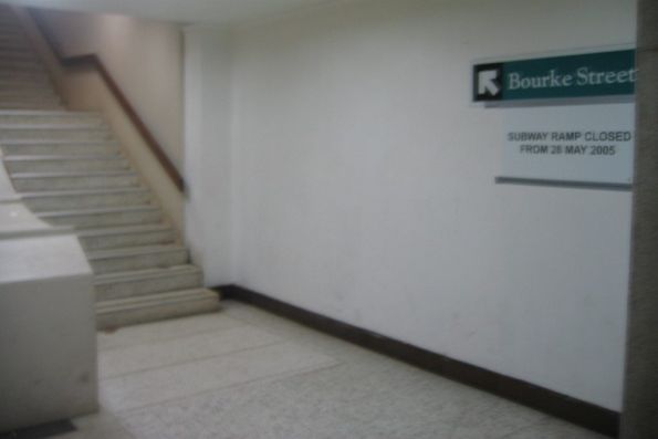 Savoy Hotel exit to Bourke Street from the subway under Spencer Street