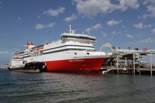 Spirit of Tasmania being refuelled by bunker barge 'Zemira'