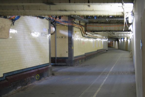 Subway under the suburban platforms, looking east from platforms 11 and 12