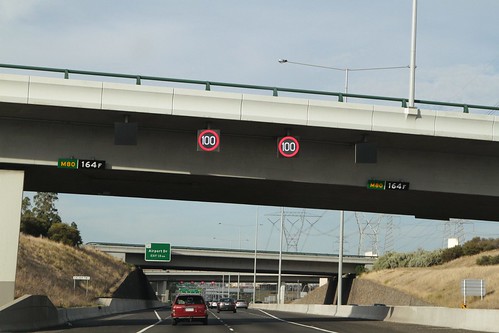 Northbound on the Western Ring Road at the Calder Freeway