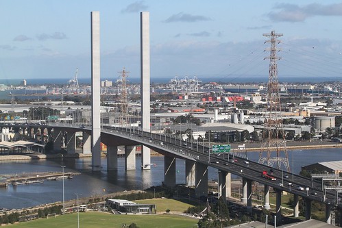 Looking down on the Bolte Bridge and Yarra River