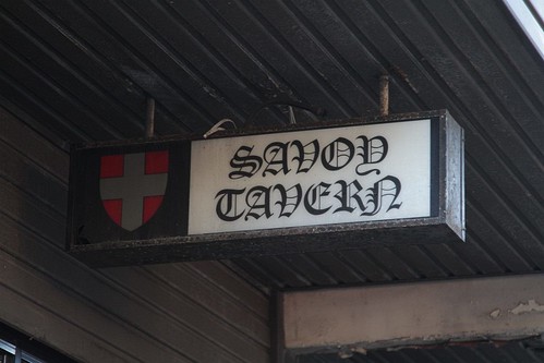 'Savoy Tavern' sign outside the derelict pub