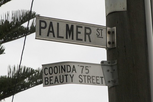 'Cooinda 75 Beauty Street' sign on Palmer Street in Sunshine