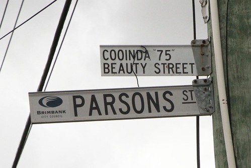 'Cooinda 75 Beauty Street' sign on Parsons Street in Sunshine