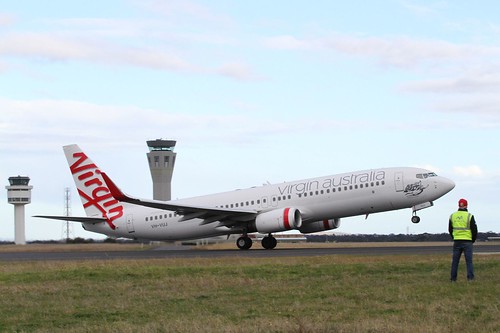 "Just another 737" - Virgin Australia Boeing 737-8FE VH-VUJ  takes off from runway 34