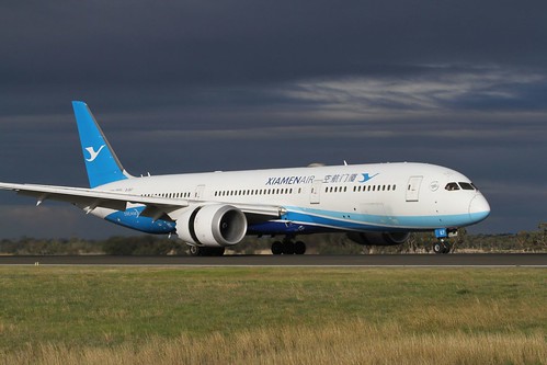 Xiamen Air Boeing 787-9 Dreamliner B-1567 on touchdown to runway 34