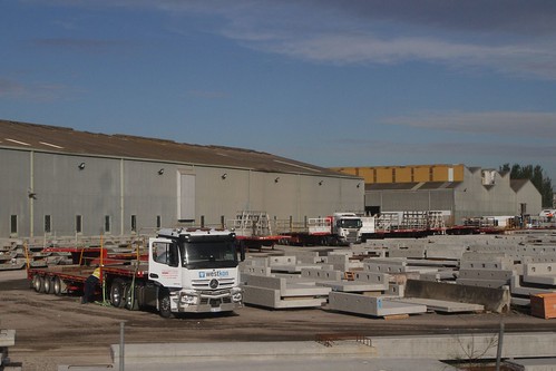 Field of precast concrete components at Westkon casting yard