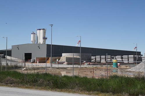 Stockpile of concrete tunnel lining segments for the West Gate Tunnel at the Benalla precast facility