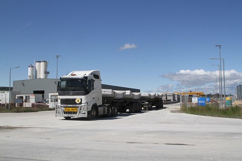 A-double semi trailer departs the Benalla precast facility with four concrete tunnel lining segments for the West Gate Tunnel