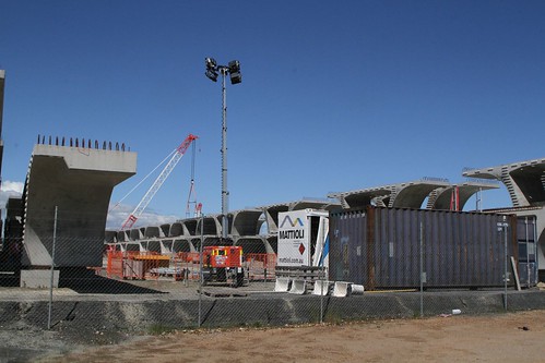 Painting the concrete elevated viaduct deck segments for the West Gate Tunnel at the Benalla precast facility