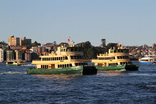 First Fleet-class ferries 'Borrowdale' and 'Charlotte' waiting off Circular Quay