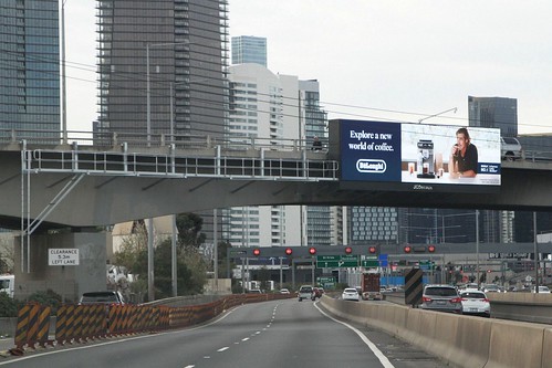 Digital billboard in place on the Ingles Street overpass over the West Gate Freeway