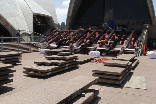 Renovation works on the front steps of the  Sydney Opera House