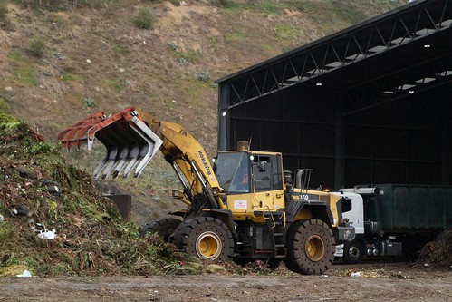 Komatsu WA380 wheel loader at work at the Veolia Bulla Organics Facility