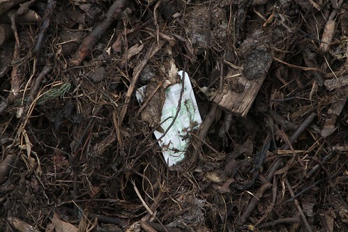 Stray bits of rubbish still make it through the screening process and into the finished mulch