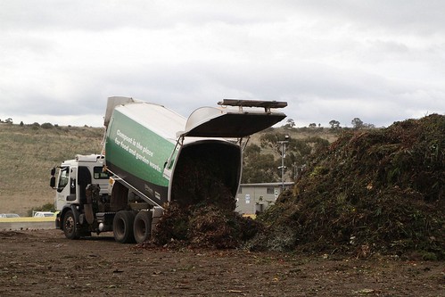 Melton City Council rubbish truck delivers another load of green waste to the Veolia Bulla Organics Facility