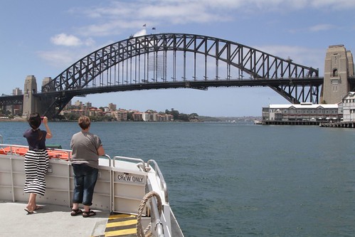 Our ferry is about to pass beneath the Sydney Harbour Bridge