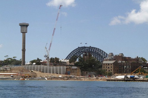 Sydney Harbour Control Tower with work on the Barangaroo development well underway