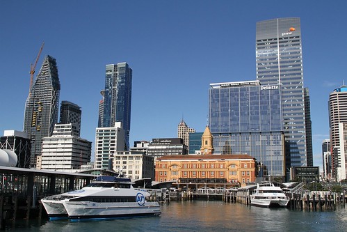 Ferry Building on Auckland Harbour, CBD skyline behind