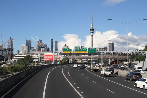 Auckland Northern Motorway approaches the Auckland CBD