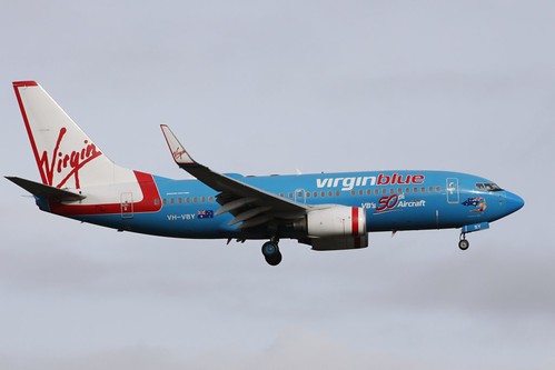 Virgin Blue's 50th jet painted in a one-off blue livery: 737-700 VH-VBY