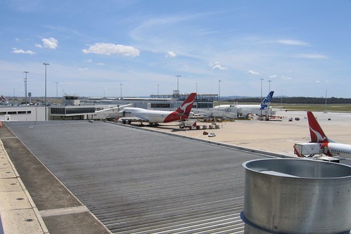 Looking out of the Melbourne Airport observation deck