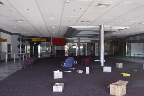 Abandoned arrivals hall of Adelaide Airport's international terminal