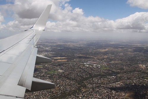 Descending into Adelaide over seemingly endless suburbs