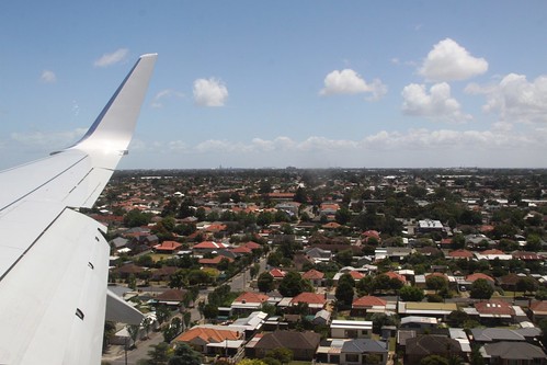 Flying low over Brooklyn Park, approaching Adelaide Airport