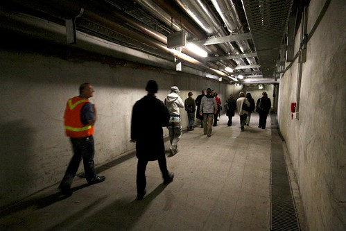 Following our tour guide along the tunnels