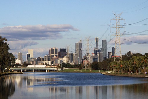 Transmission lines beside the Maribyrnong River at Footscray