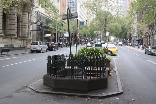 Centre median of Queen Street, just north of Collins Street