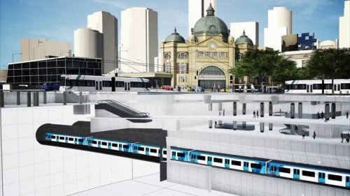 CBD South station, cutaway view at Flinders Street end