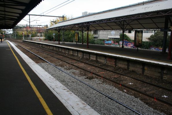 Dud sleepers marked for replacement at Hawthorn's platform 2.