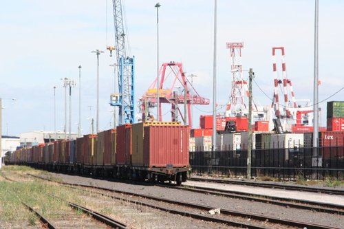 Containers flats in the common user sidings at Appleton Dock