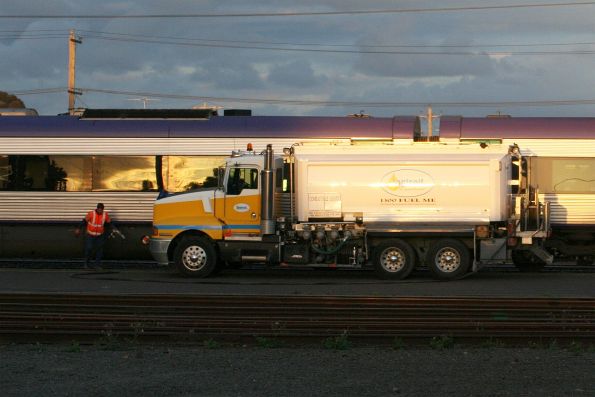 They build a new Vlocity fuel point at the Geelong locomotive depot, but they still use road tankers?