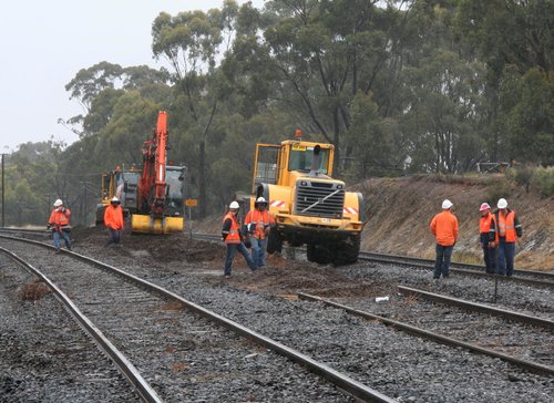 Trackwork on the north east line at the down end of Seymour