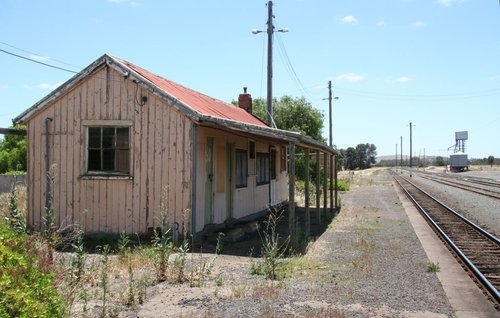 Looking back over the station building