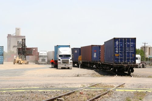 QR National container wagons in the yard at Horsham