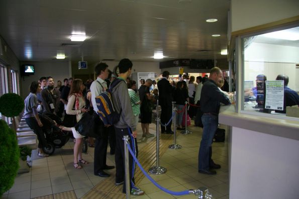 Monday morning at South Geelong, and a ticket line so long it spirals around the entire waiting room