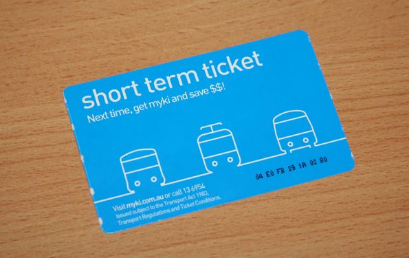 Short term cardboard myki ticket from a Geelong bus