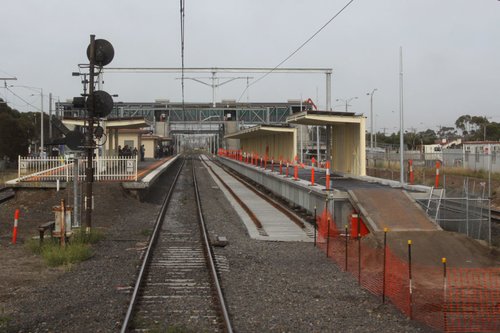 Temporary ramp at the up end of the platform for construction access