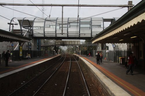 New and old footbridges over the Newport bound tracks