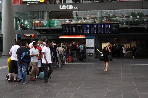 A long wait in the V/Line ticket line at Southern Cross Station