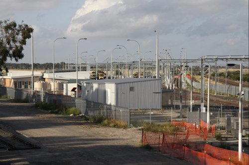 Looking down the Craigieburn sidings at the stabled sparks