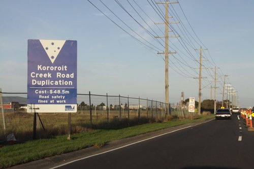 Government signage for the road duplication project - $48.5 million