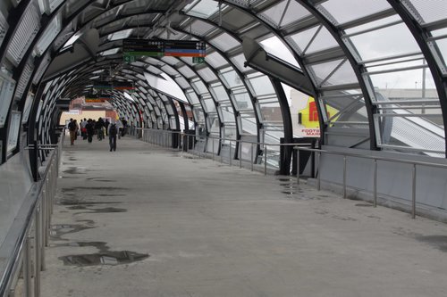 They cover over the top of the new Footscray footbridge, but use perforated panels that left water through?