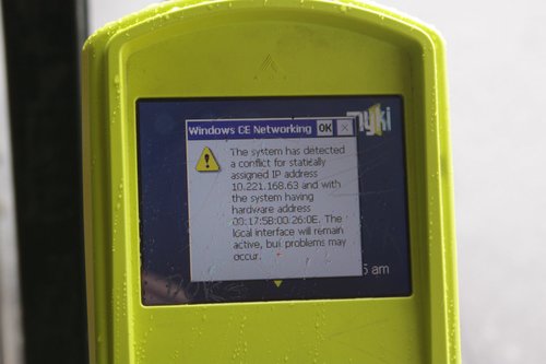 FPD showing a IP address conflict message from Windows CE